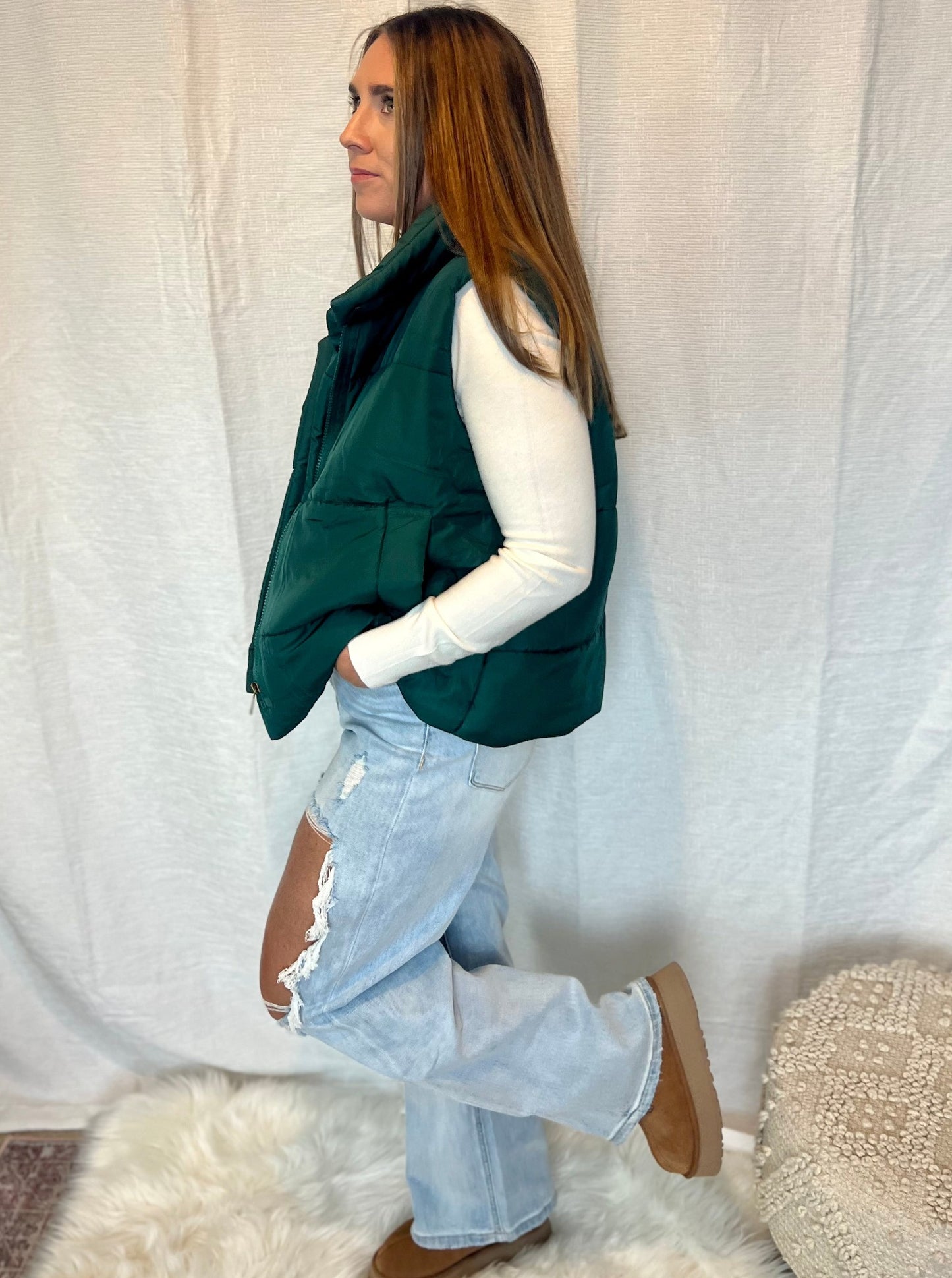 Lori Hunter Green Bomber Vest