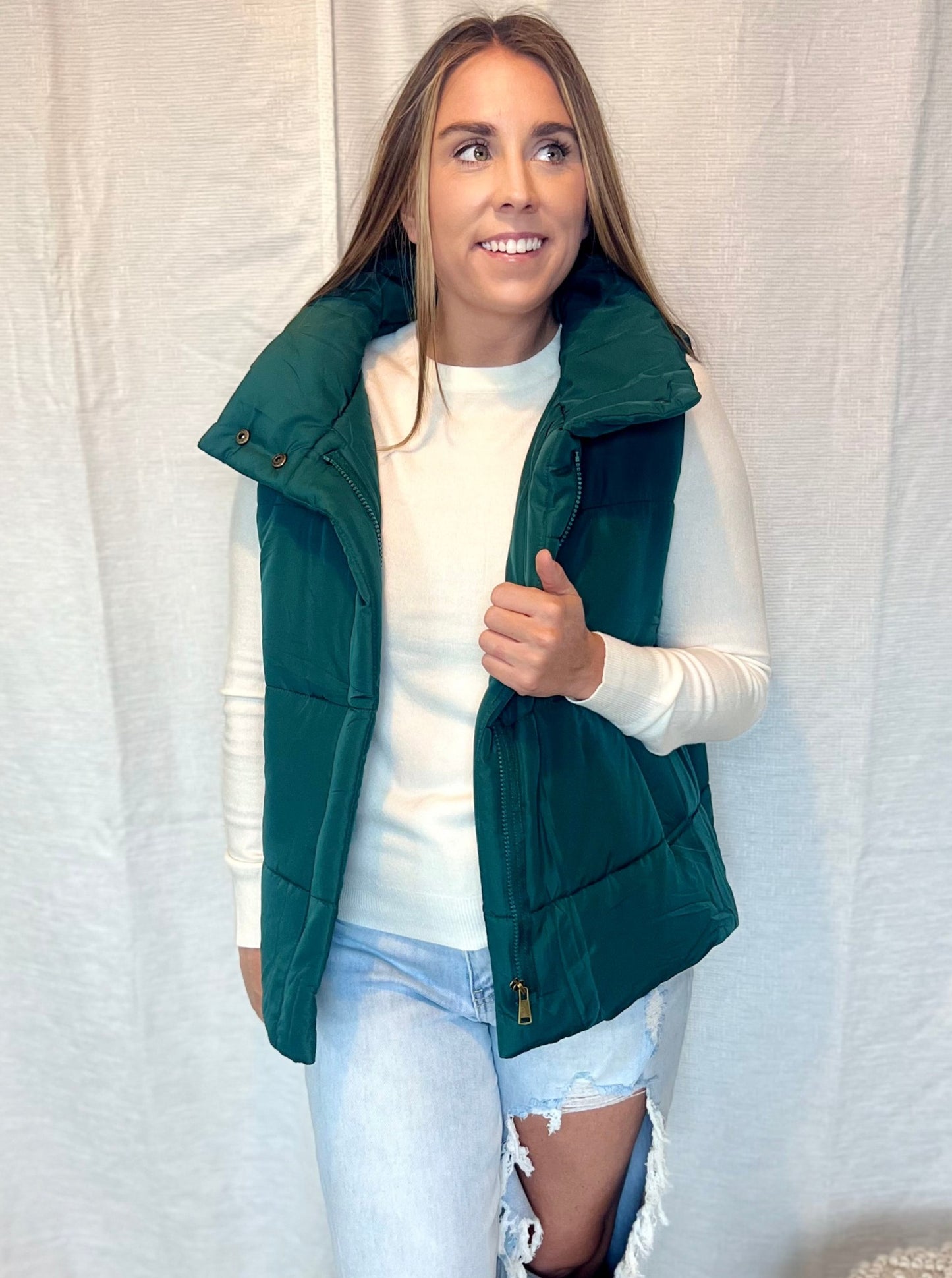 Lori Hunter Green Bomber Vest