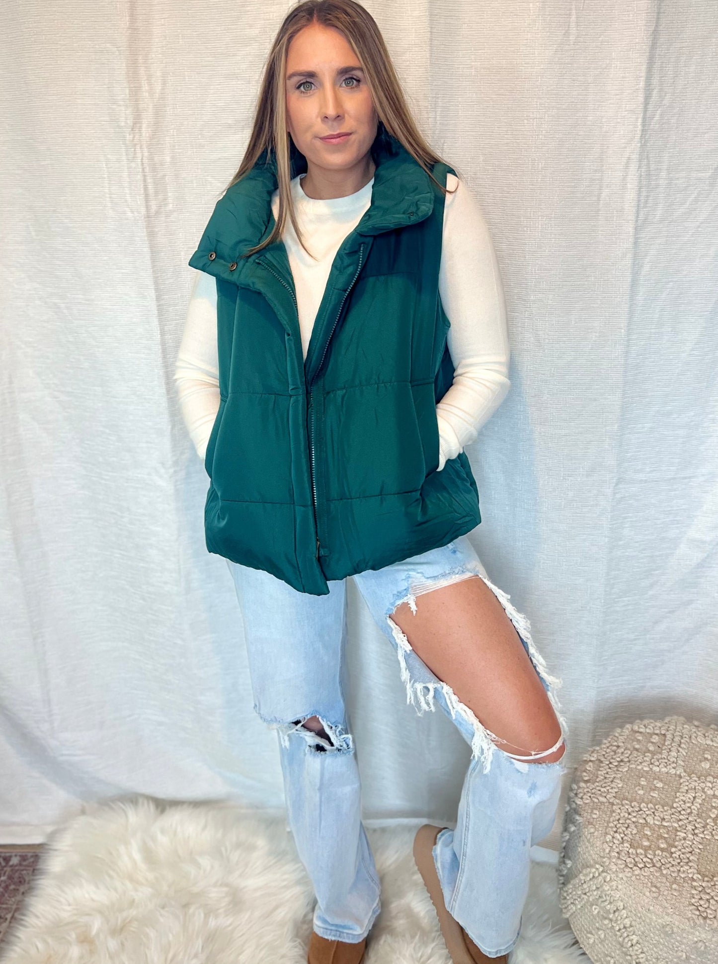 Lori Hunter Green Bomber Vest