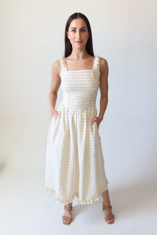Scottie Yellow Gingham Maxi Dress