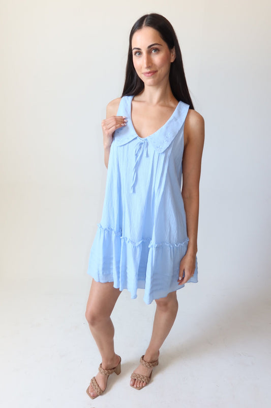 Coast Light Blue Collared Mini Dress