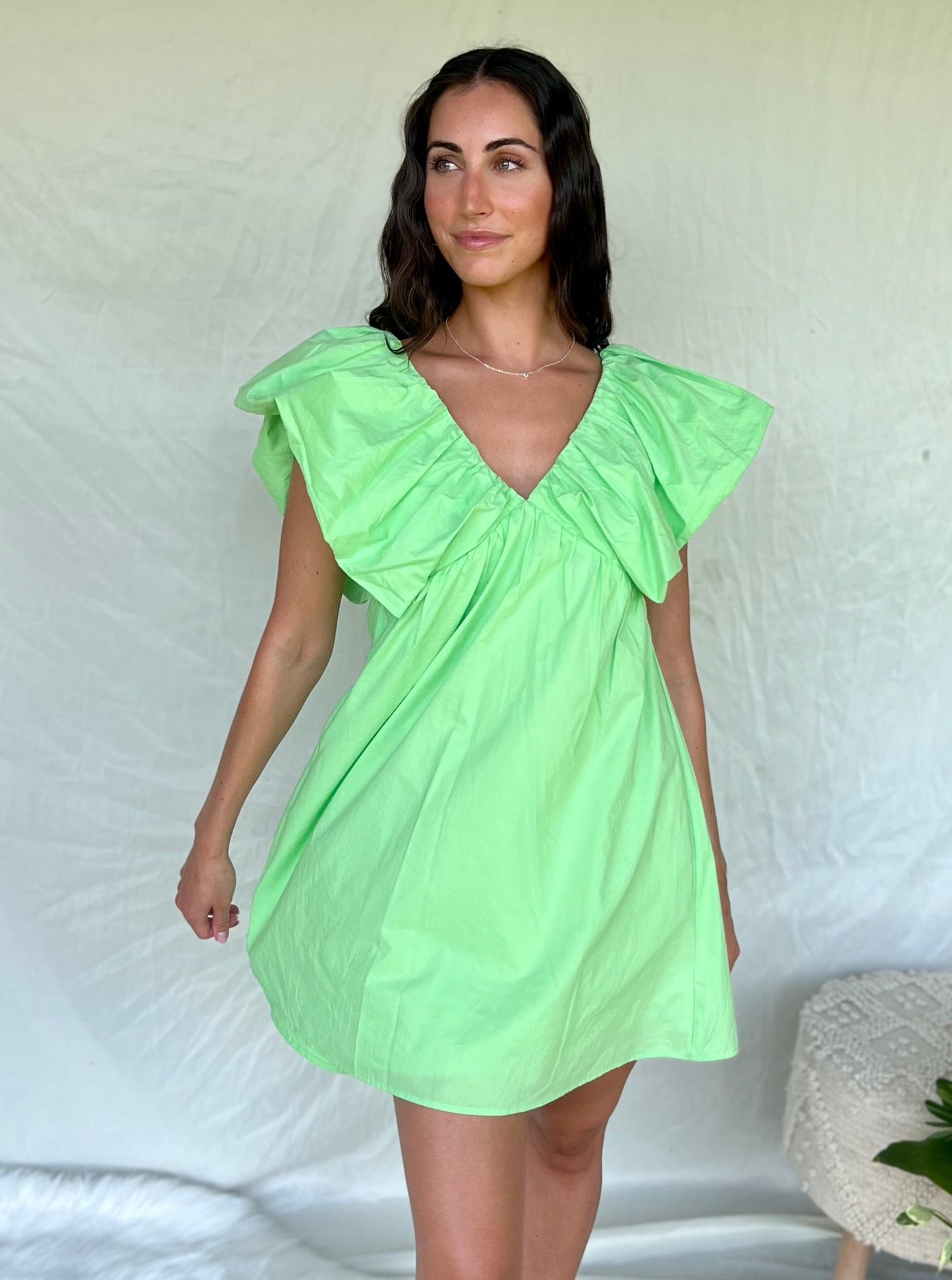 Rylee Puff Sleeve Babydoll Dress Honeydew