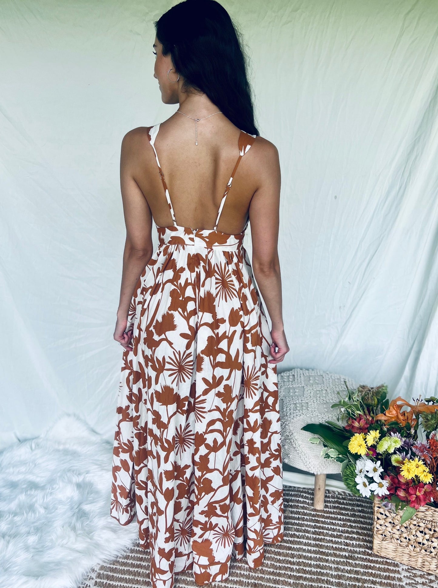 Summer Nights Cream Floral Maxi Dress