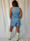 Jolene Blue Button Down Vest & Shorts Set