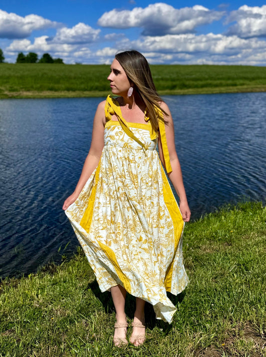 Layne Golden Yellow Pattern Maxi Dress