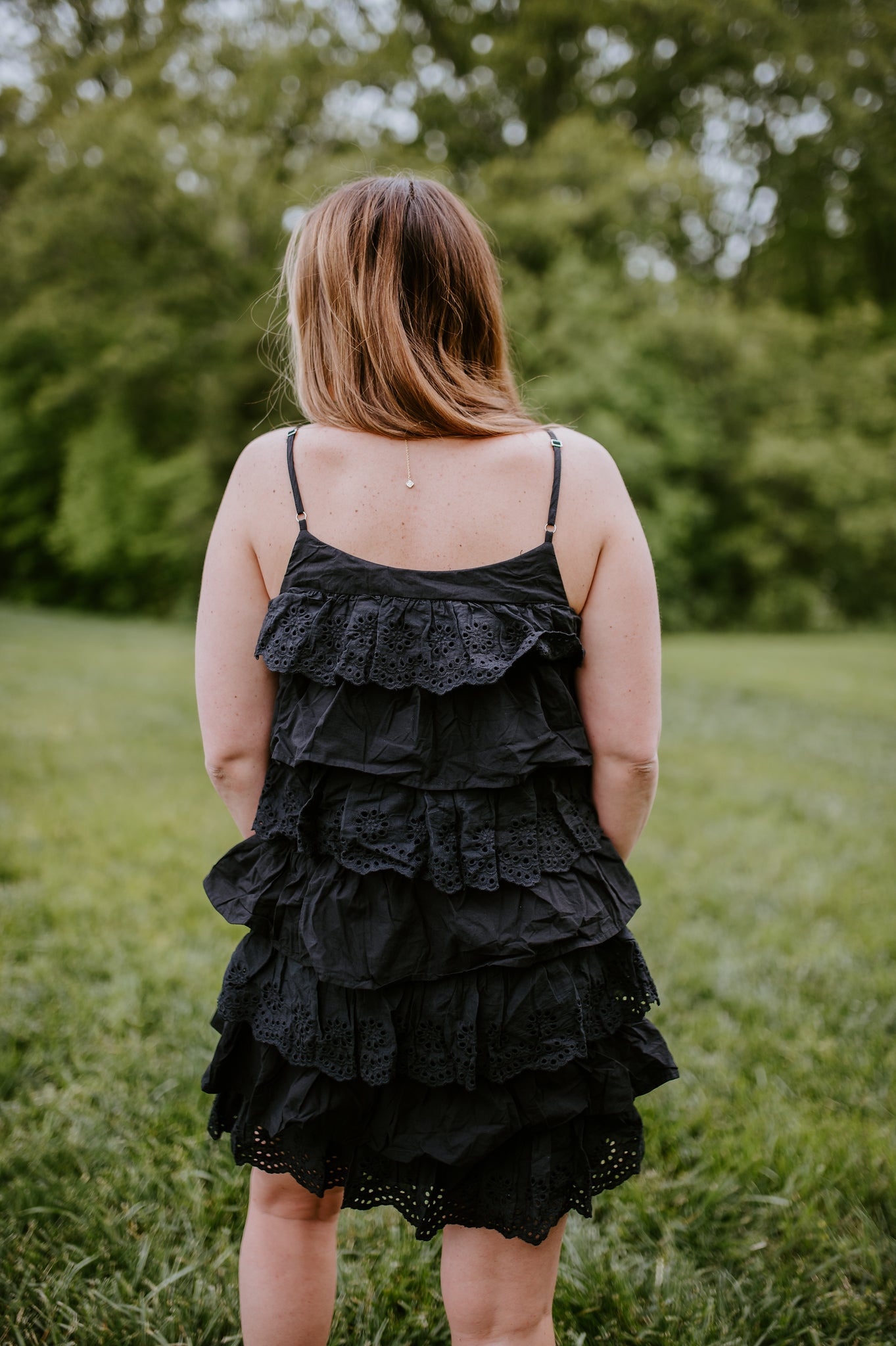 Cora Black Tiered Mini Dress