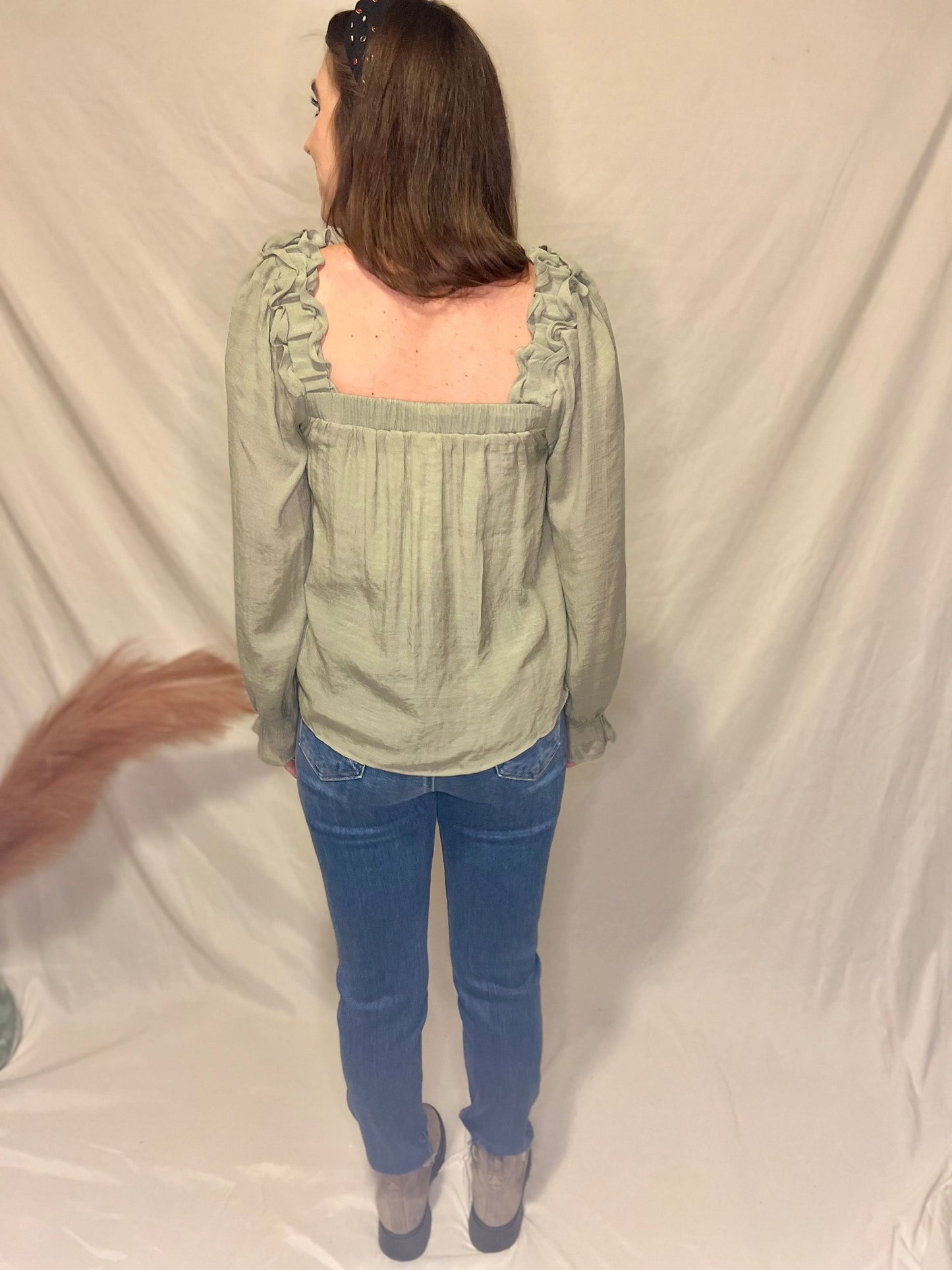 Sweet Nothing Olive Square Neck Blouse