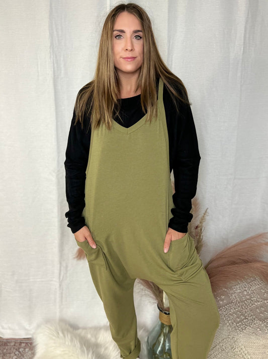 Kylie Olive Knit Jumpsuit