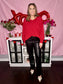 Lola Red Knit Long Sleeve Sweater