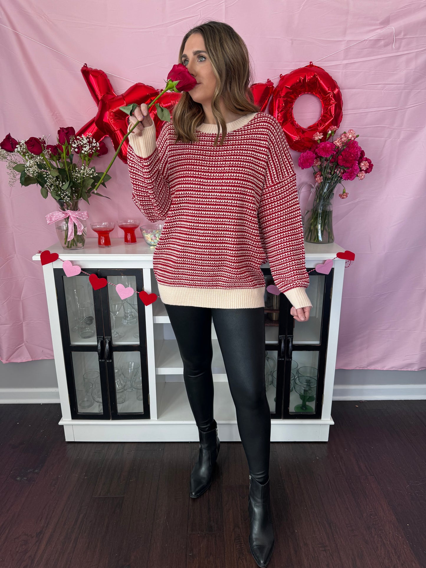 Vanessa Red and White Stripe Sweater