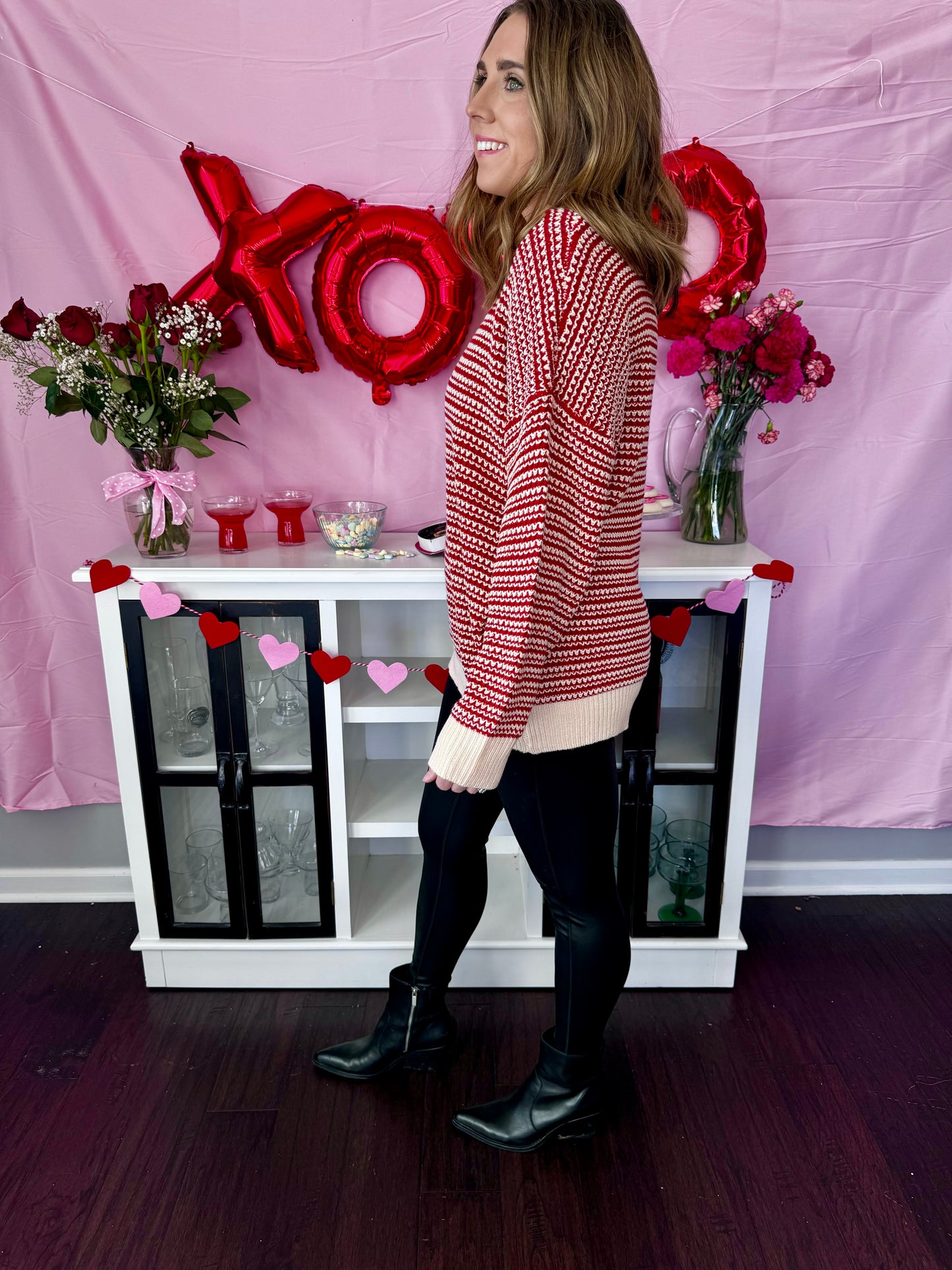 Vanessa Red and White Stripe Sweater