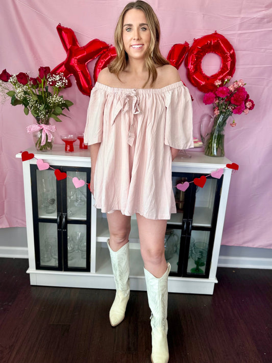 Ada Light Pink Square Neck Romper