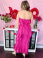 Georgia Hot Pink Frill Midi Dress