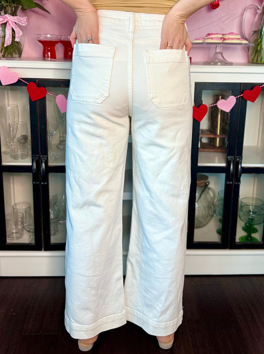 Jade White Utility Jeans