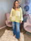 Julia Sage & Ivory Color Block V-neck Sweater