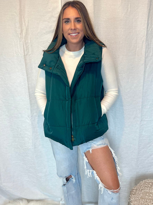 Lori Hunter Green Bomber Vest