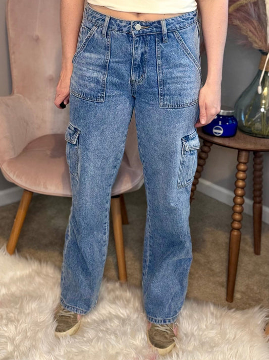 Madeline Mid Rise Cargo Jeans