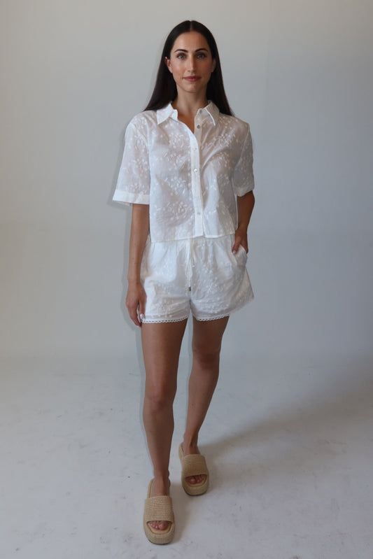 Haven White Eyelet Button Down Matching Set
