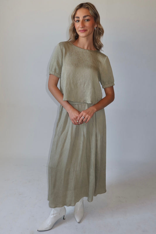 Maggie Sage Top and Skirt Matching Set