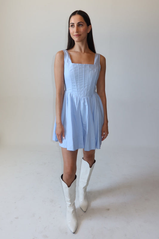Mandi Light Blue Mini Dress with Corset Top