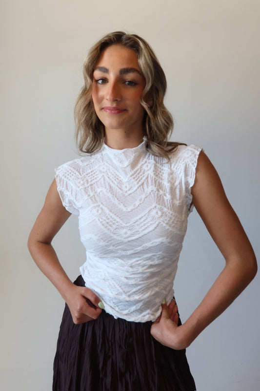 Logan White Scrunch Top