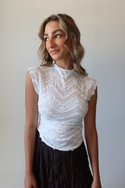 Logan White Scrunch Top