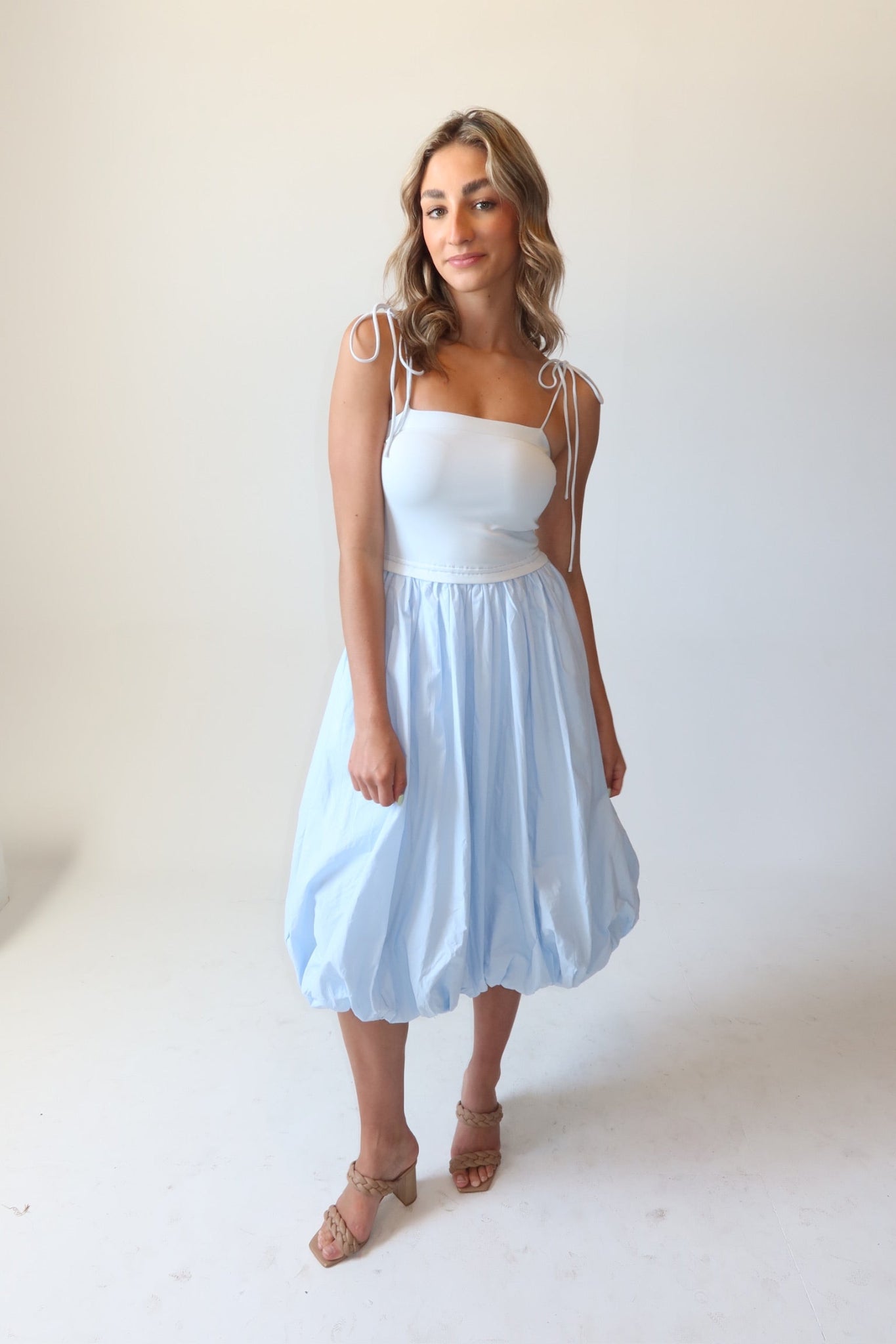 Marlow Light Blue Bubble Midi Dress