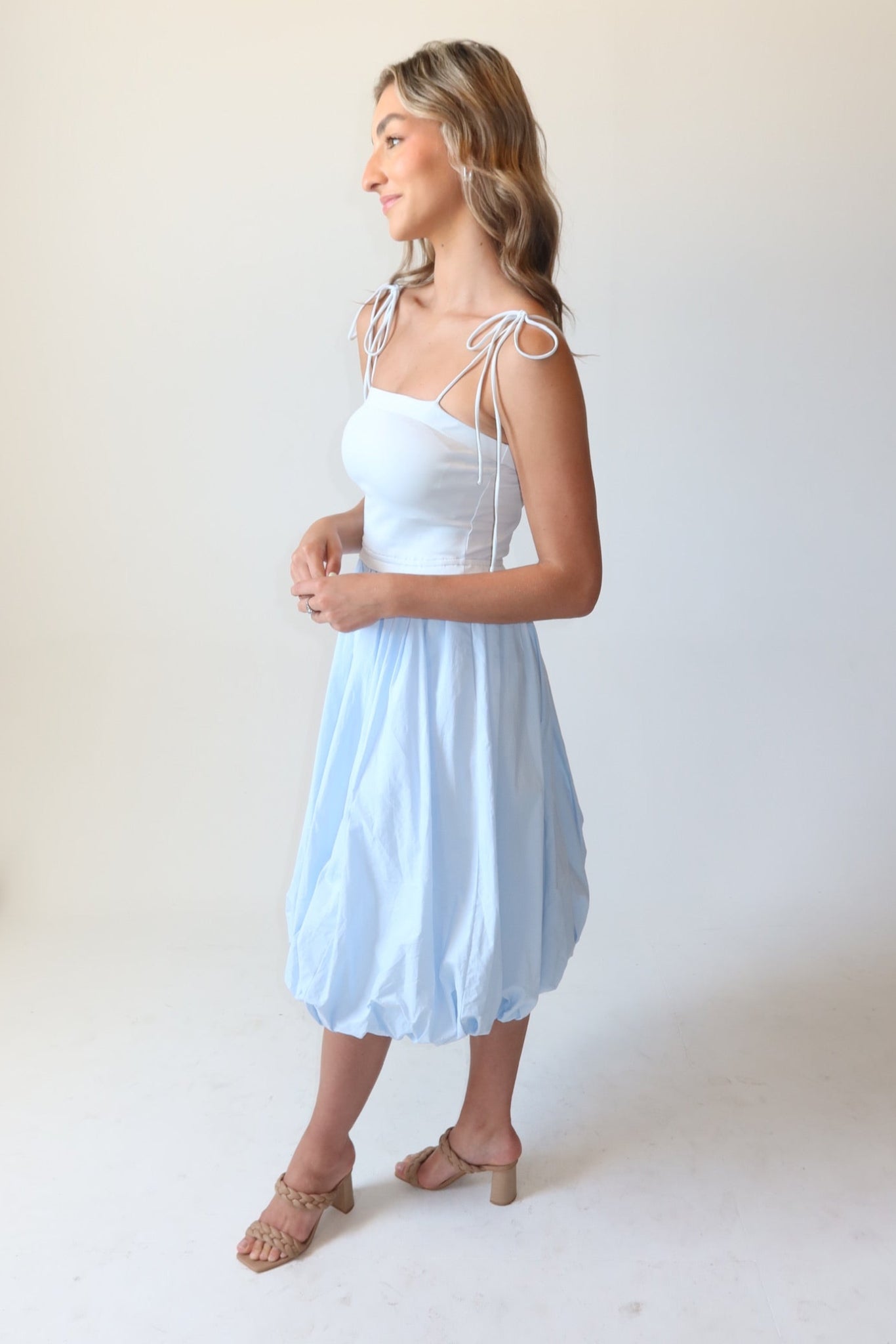 Marlow Light Blue Bubble Midi Dress