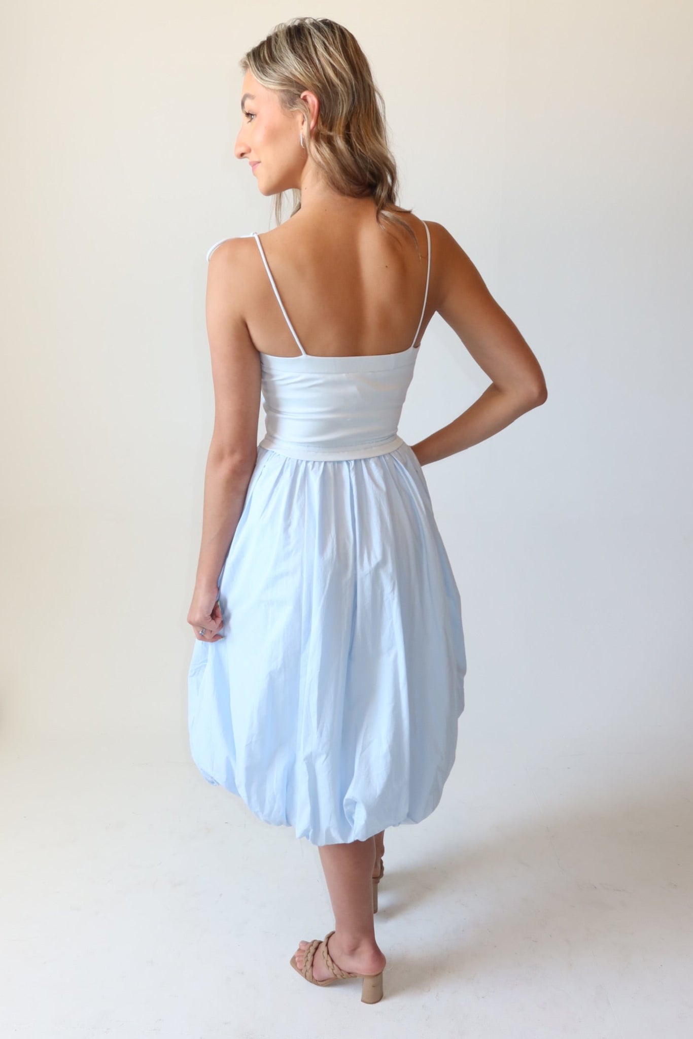 Marlow Light Blue Bubble Midi Dress Wild Iris Boutique Marlow Light Blue Bubble Midi Dress Wild Iris Boutique