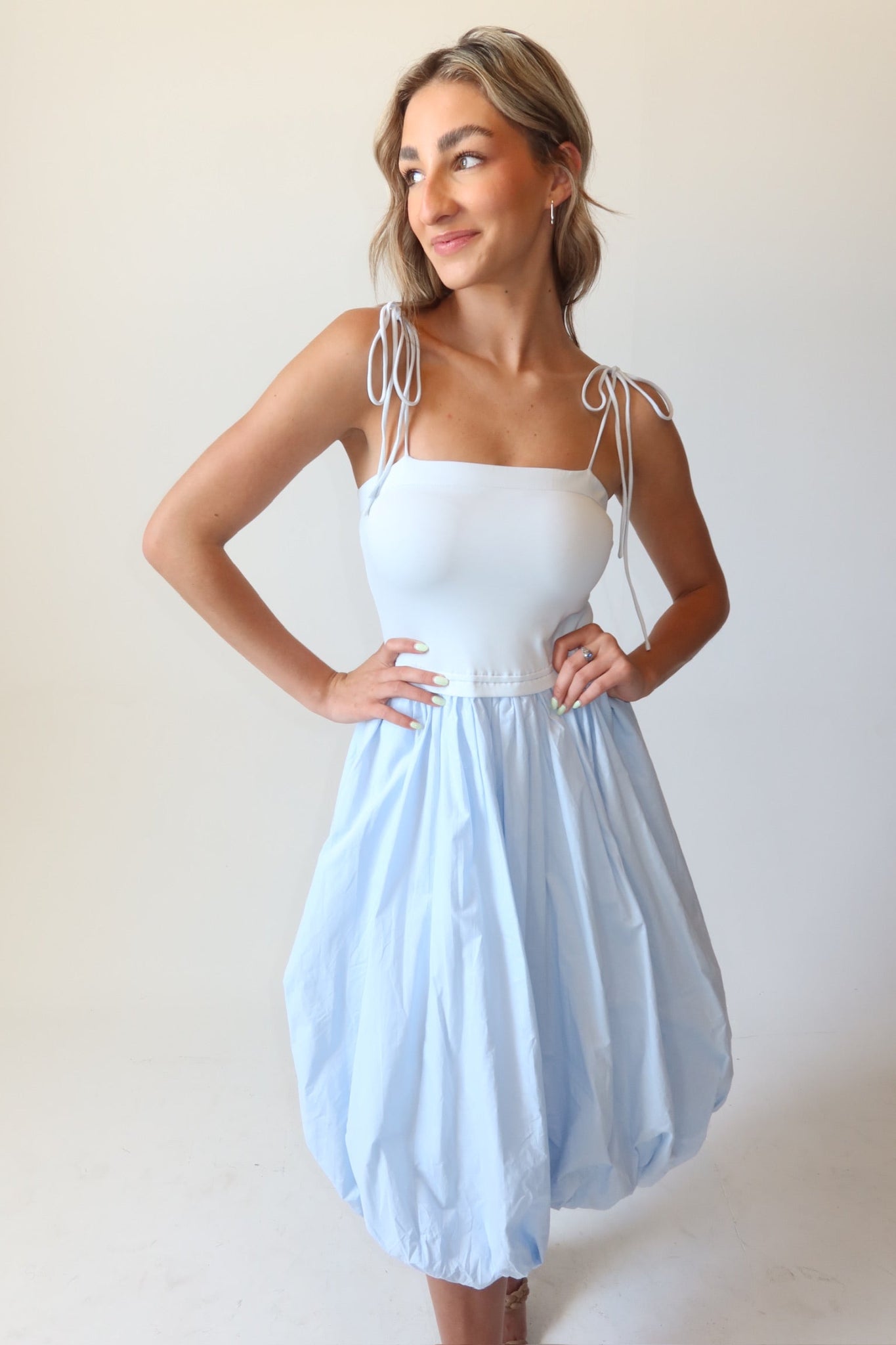 Marlow Light Blue Bubble Midi Dress