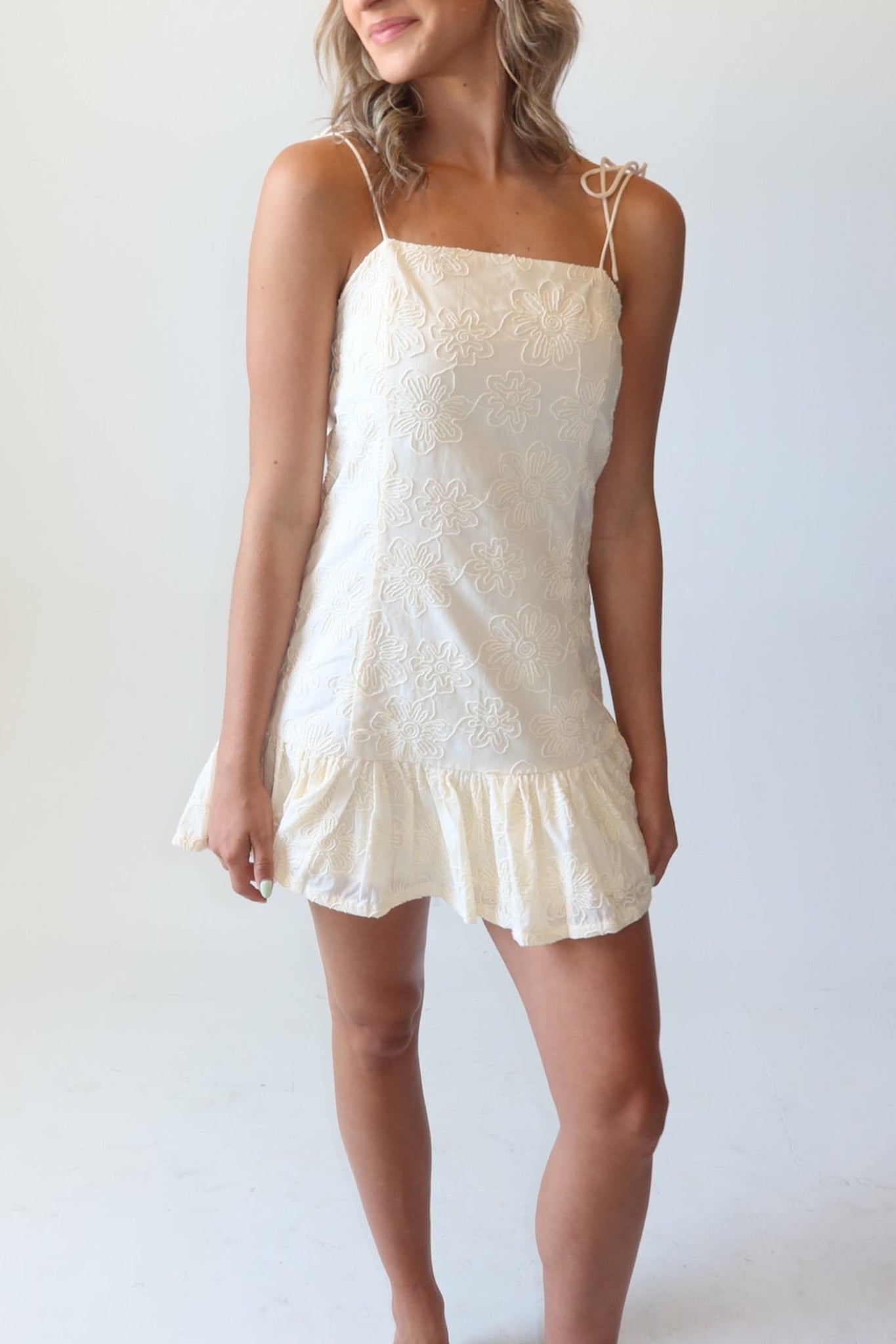 Gia Cream Eyelet Mini Dress