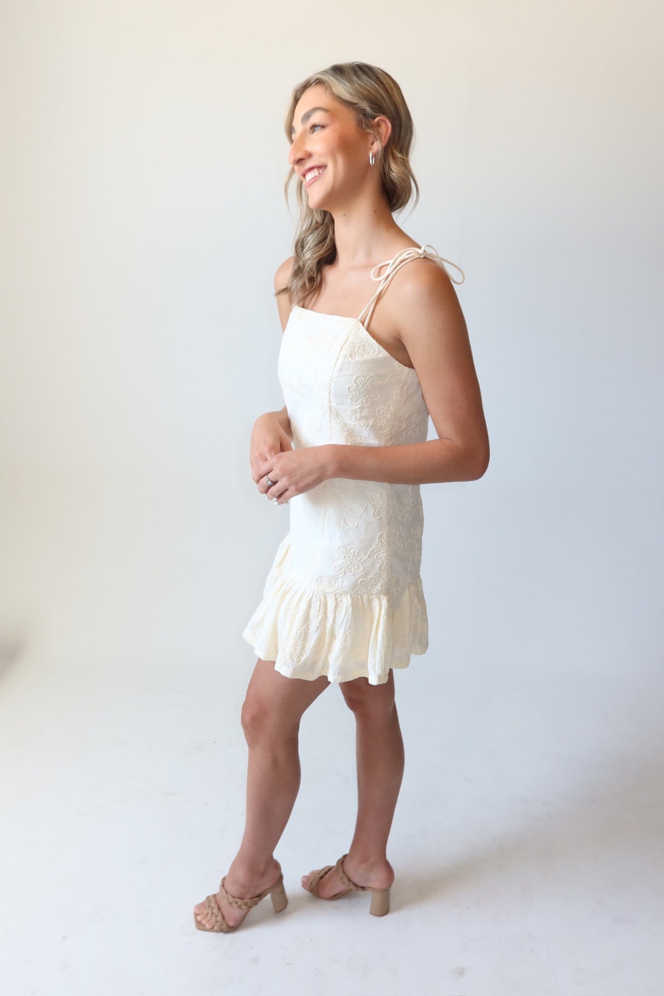 Gia Cream Eyelet Mini Dress