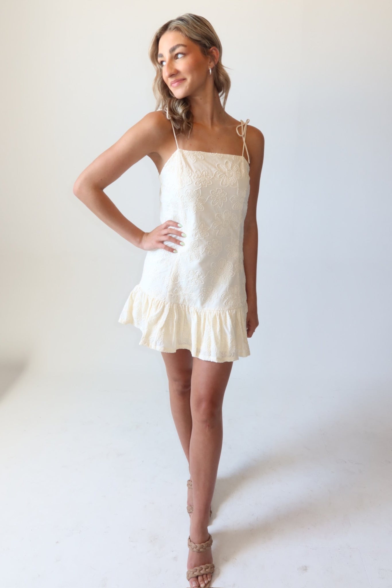 Gia Cream Eyelet Mini Dress