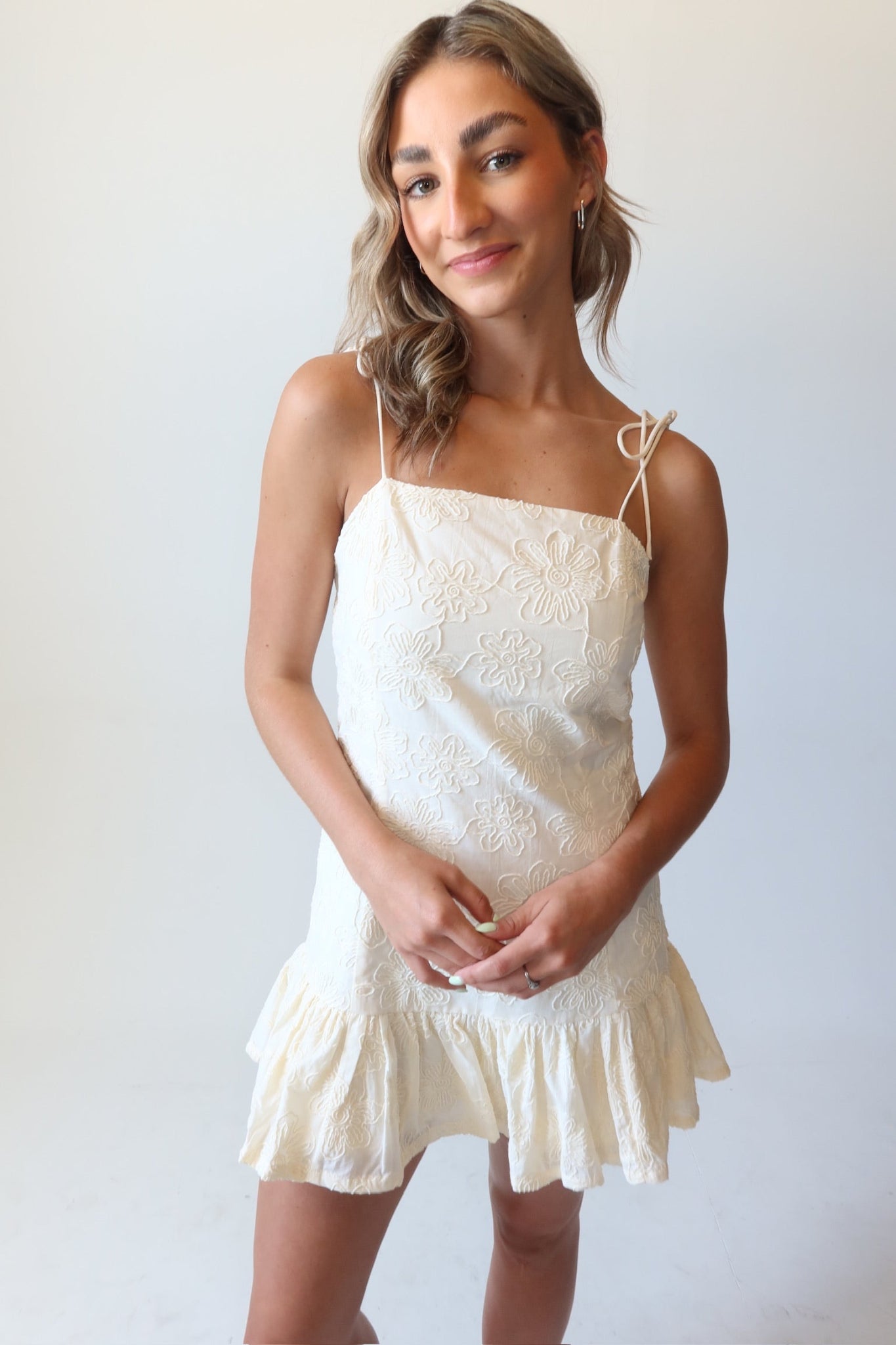 Gia Cream Eyelet Mini Dress
