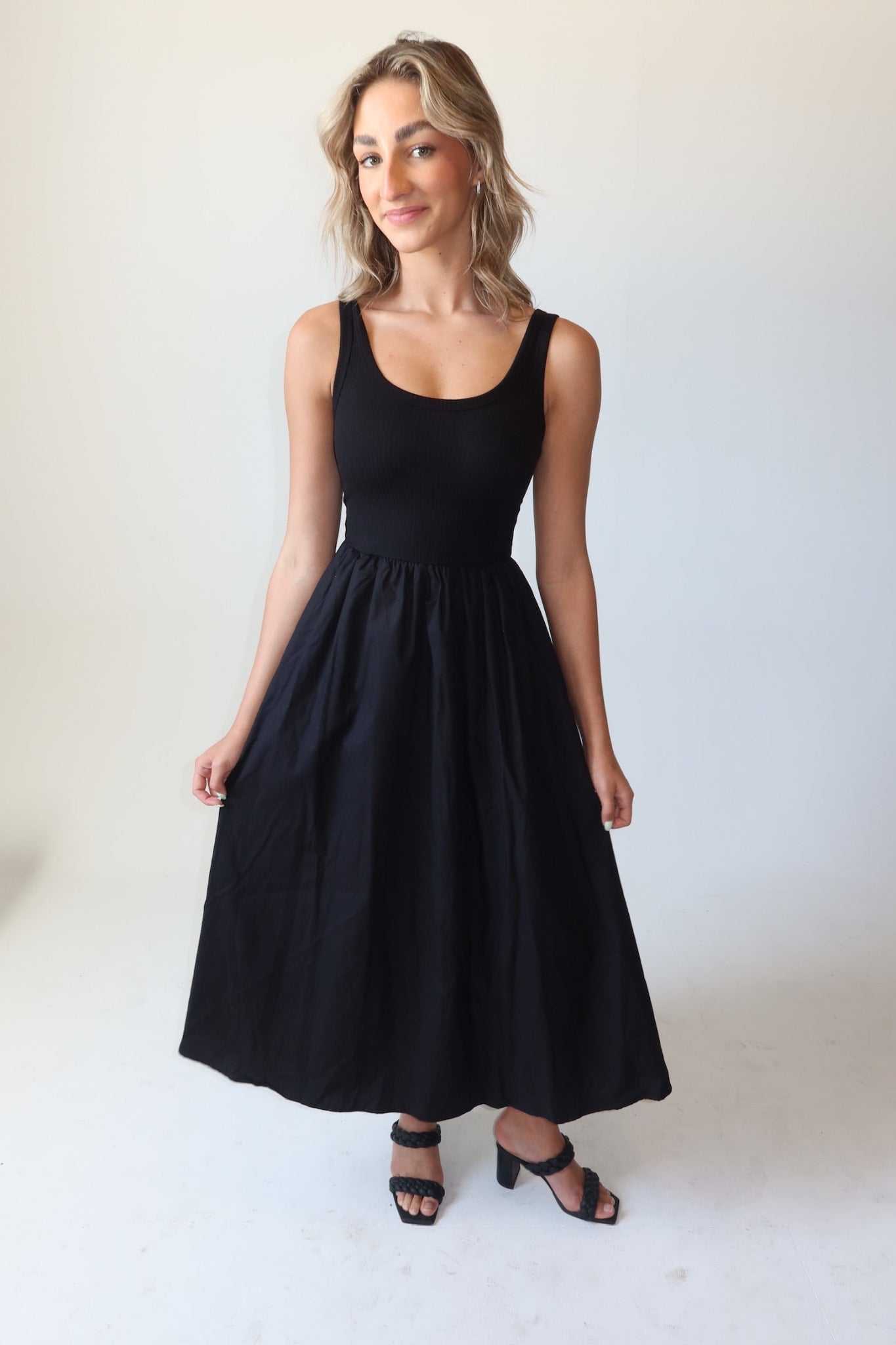 black tank maxi dress Vikki Vi Classic 4X ternes maxi dress is made from the labels signature ribbed stretch L'AGENCE Akiya Satin Maxi Dress