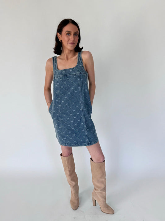 Cecilia Washed Bow Denim Mini Dress