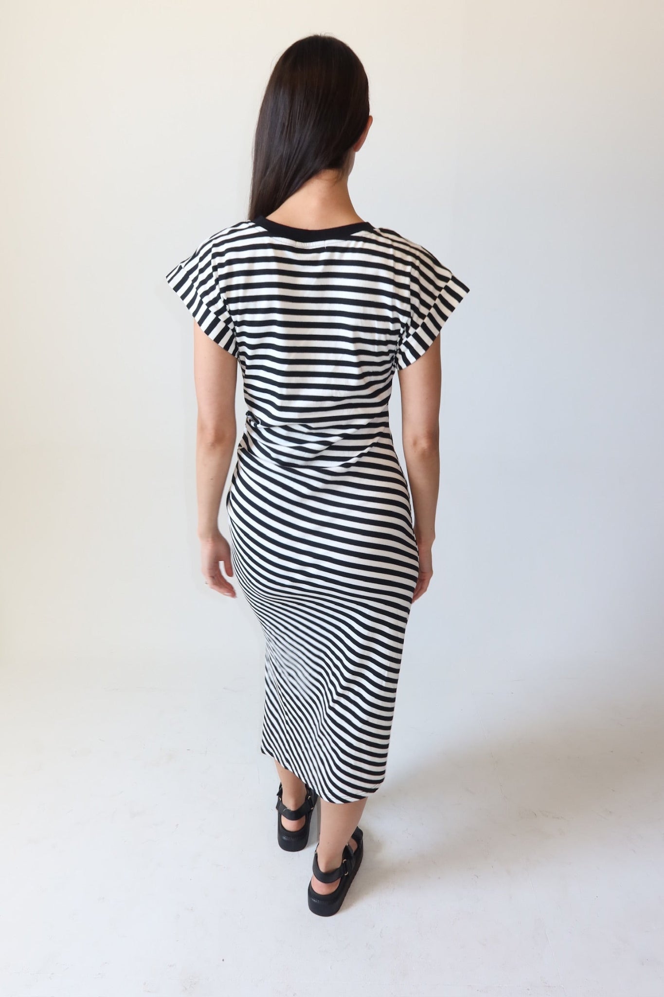 Briella Black & White Stripe Midi Dress