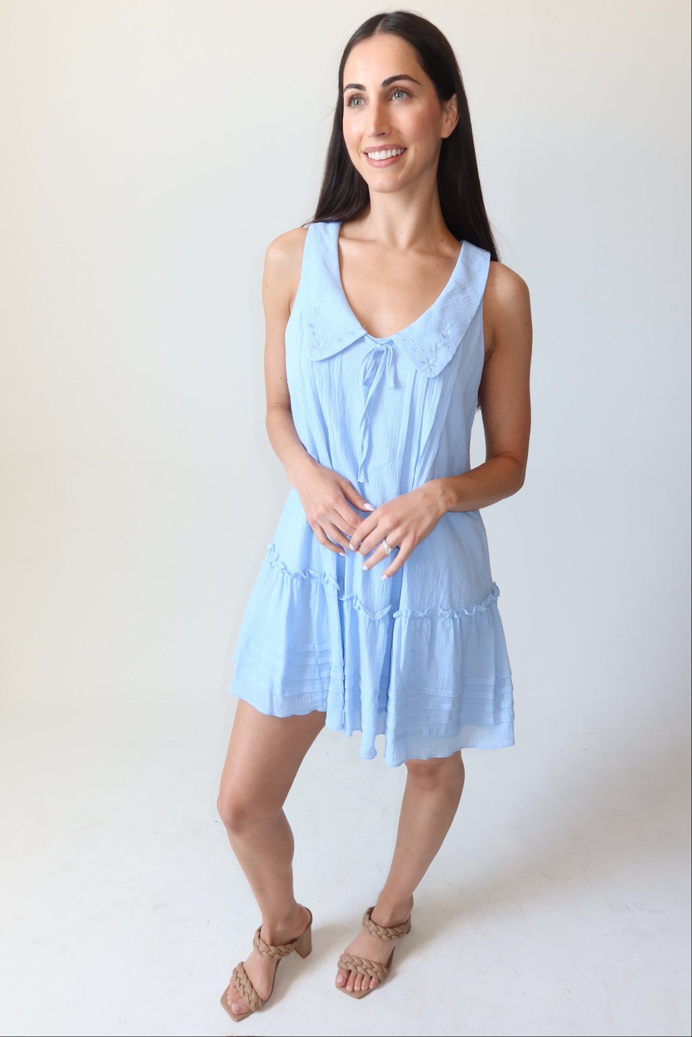 Coast Light Blue Collared Mini Dress Wild Iris Boutique Coast Light Blue Collared Mini Dress Wild Iris Boutique