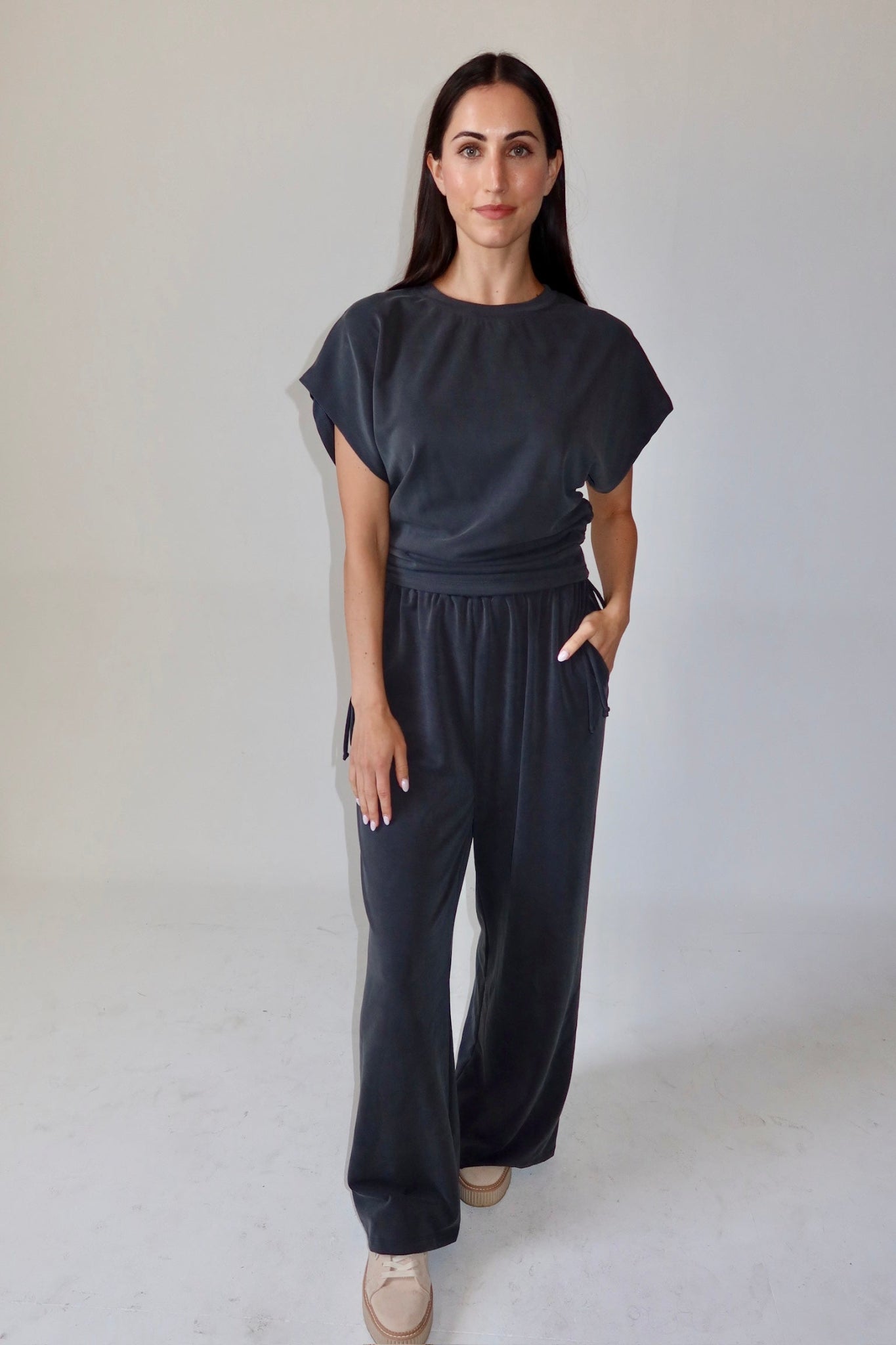 Angelina Charcoal Athleisure Pant and Top Set