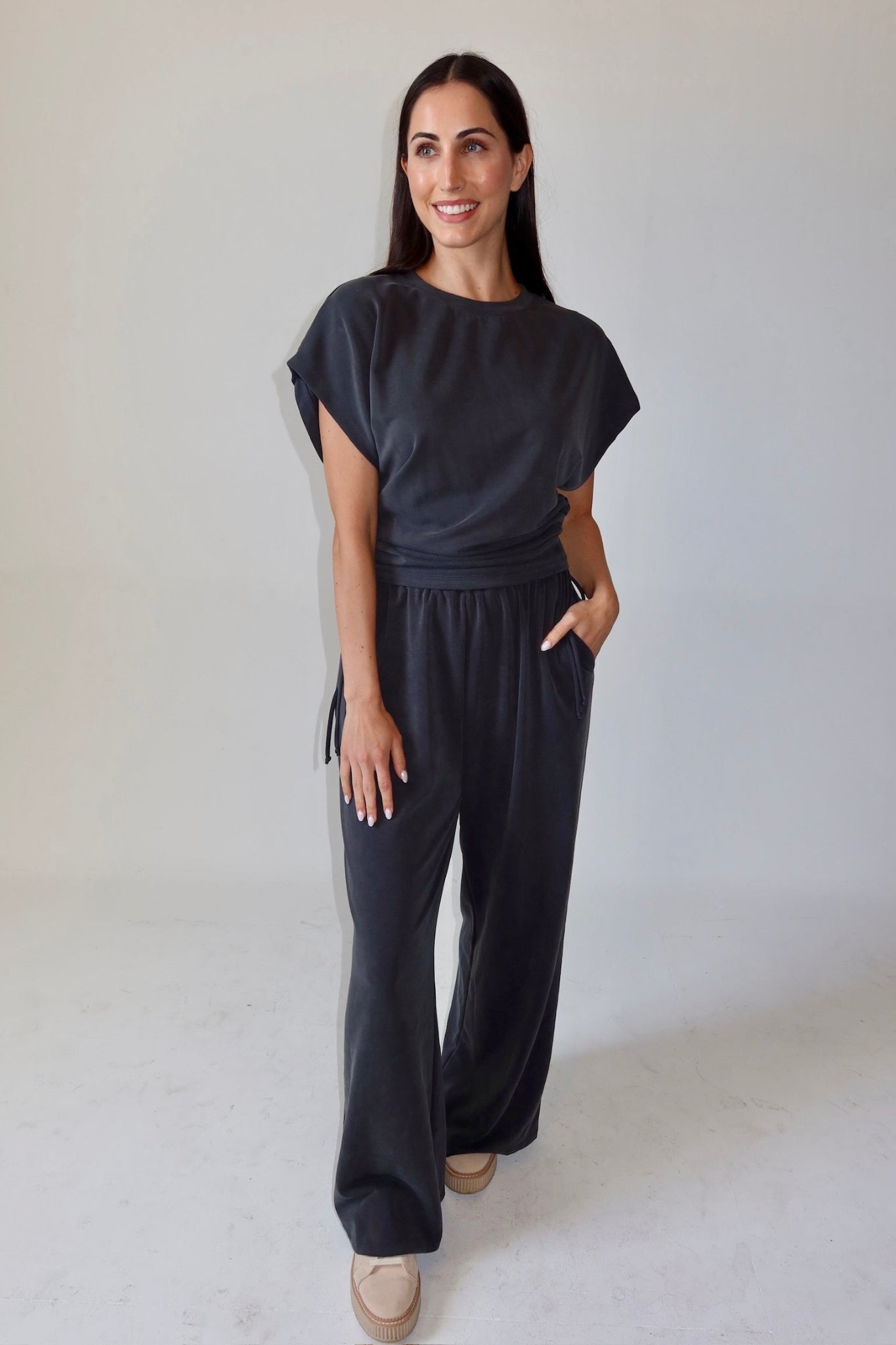 Angelina Charcoal Athleisure Pant and Top Set
