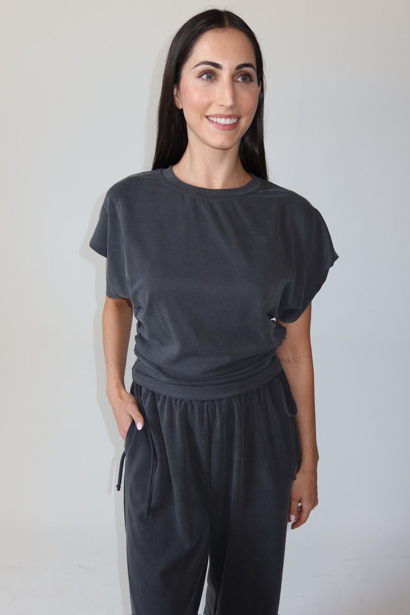 Angelina Charcoal Athleisure Pant and Top Set