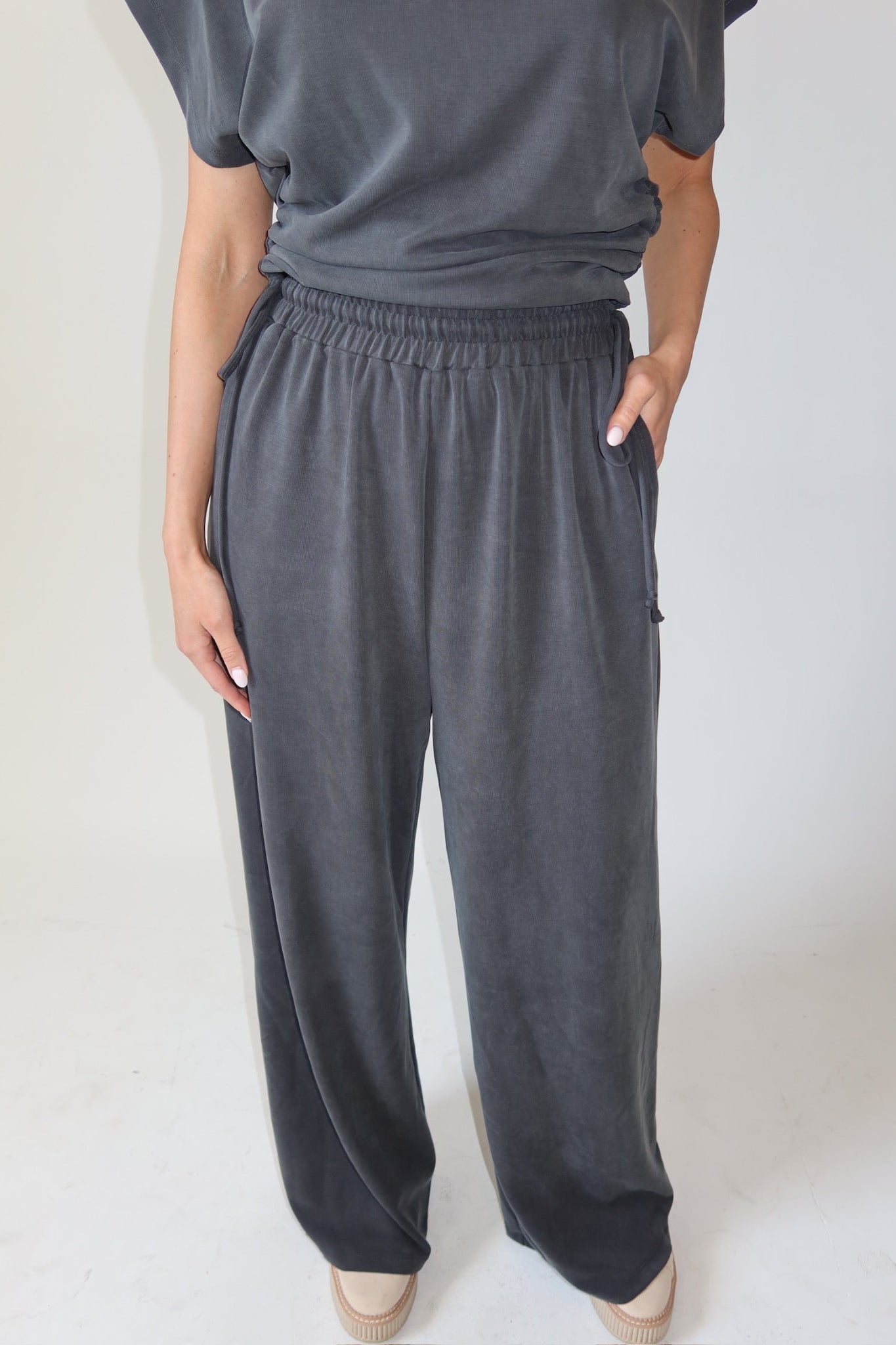 Angelina Charcoal Athleisure Pant and Top Set