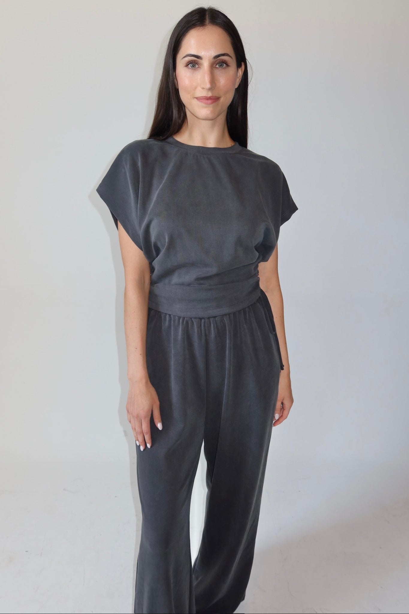 Angelina Charcoal Athleisure Pant and Top Set