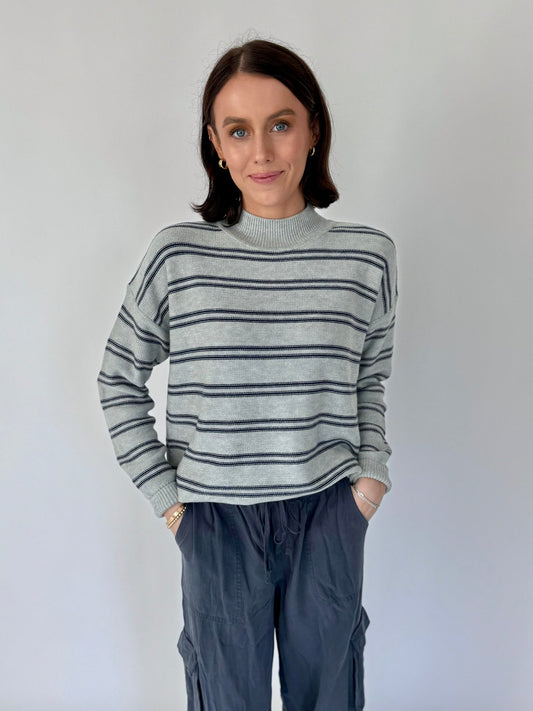 Trinity Grey and Navy Stripe Sweater