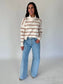 Maddie Ivory & Rust Stripe Turtleneck Sweater