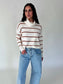 Maddie Ivory & Rust Stripe Turtleneck Sweater