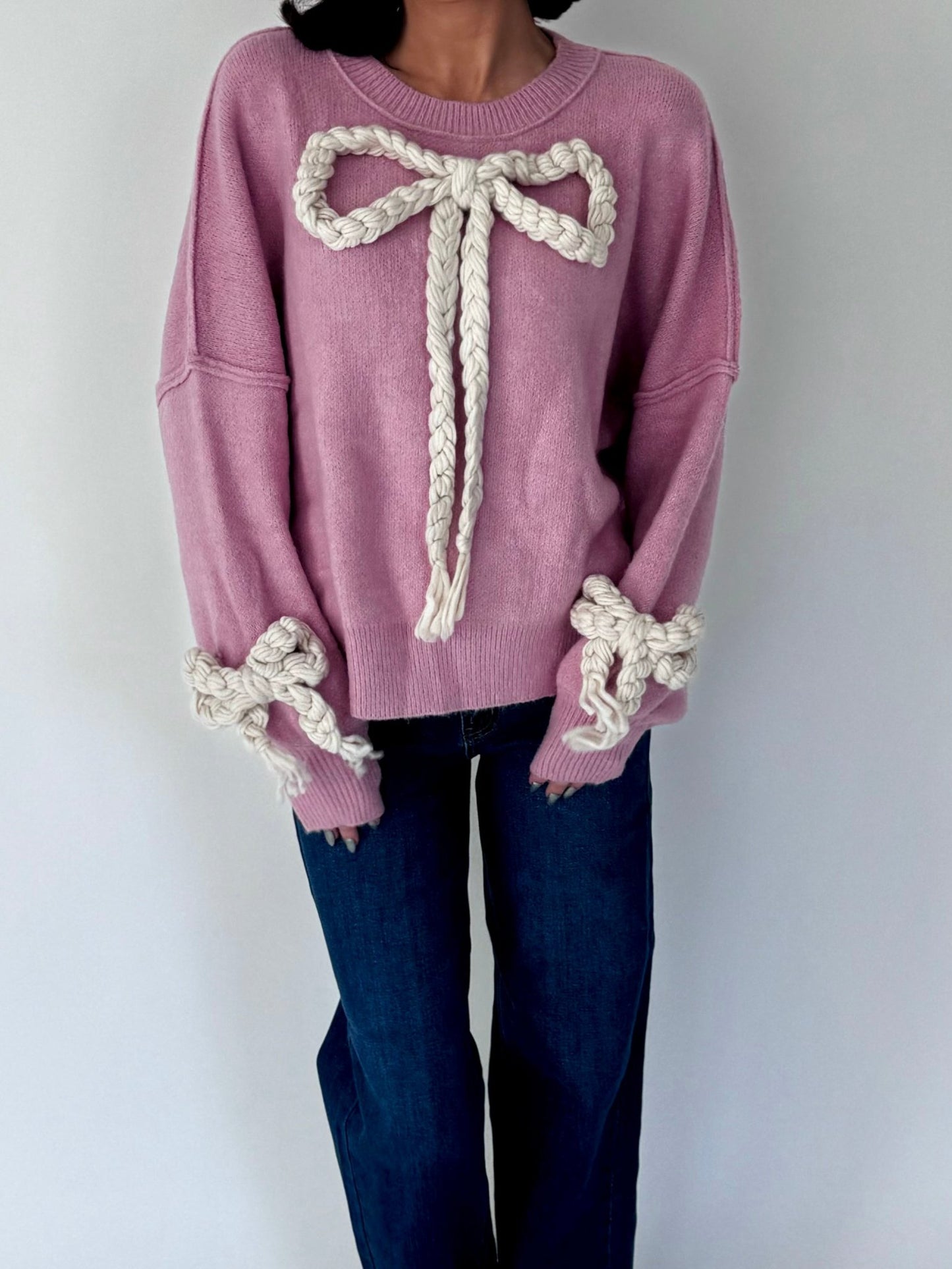 Gabriella Pink Bow Sweater