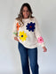 Layla Ivory Sweater with Colorful Flowers