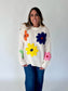 Layla Ivory Sweater with Colorful Flowers