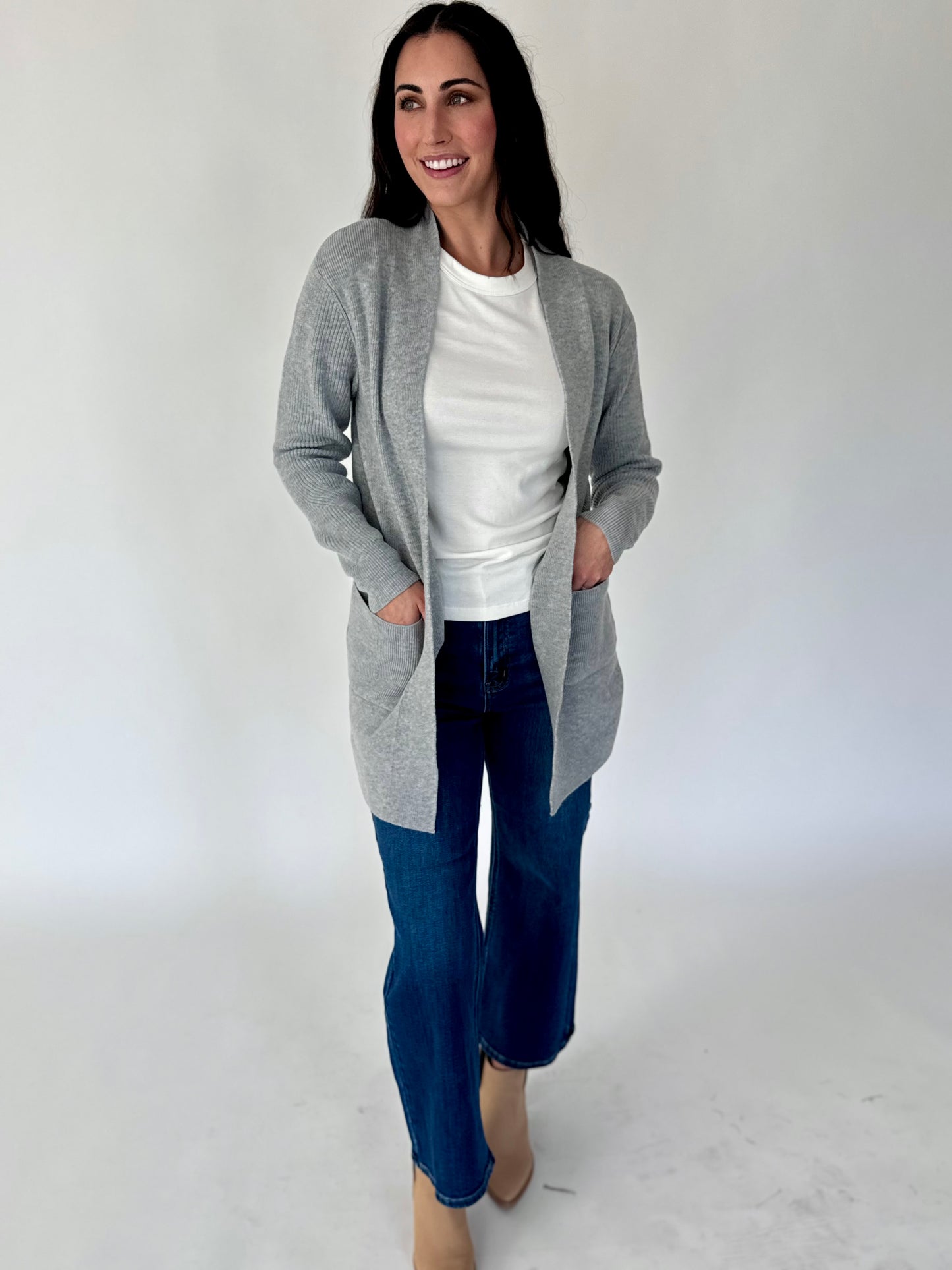 Hayden Grey Ribbed Cardigan